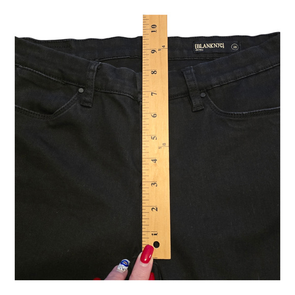 Blank NYC Jeans Womens 28 Black Intro Skinny Distressed Raw Hem Grunge Chic Y2K - Picture 12 of 13